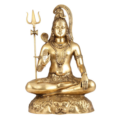 Pure Brass Lord Shiva Statue | Handcrafted | 22.5" Height
