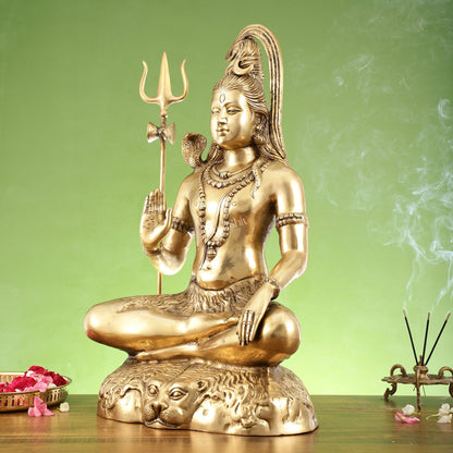 Pure Brass Lord Shiva Statue | Handcrafted | 22.5" Height