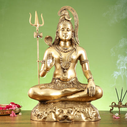 Pure Brass Lord Shiva Statue | Handcrafted | 22.5" Height