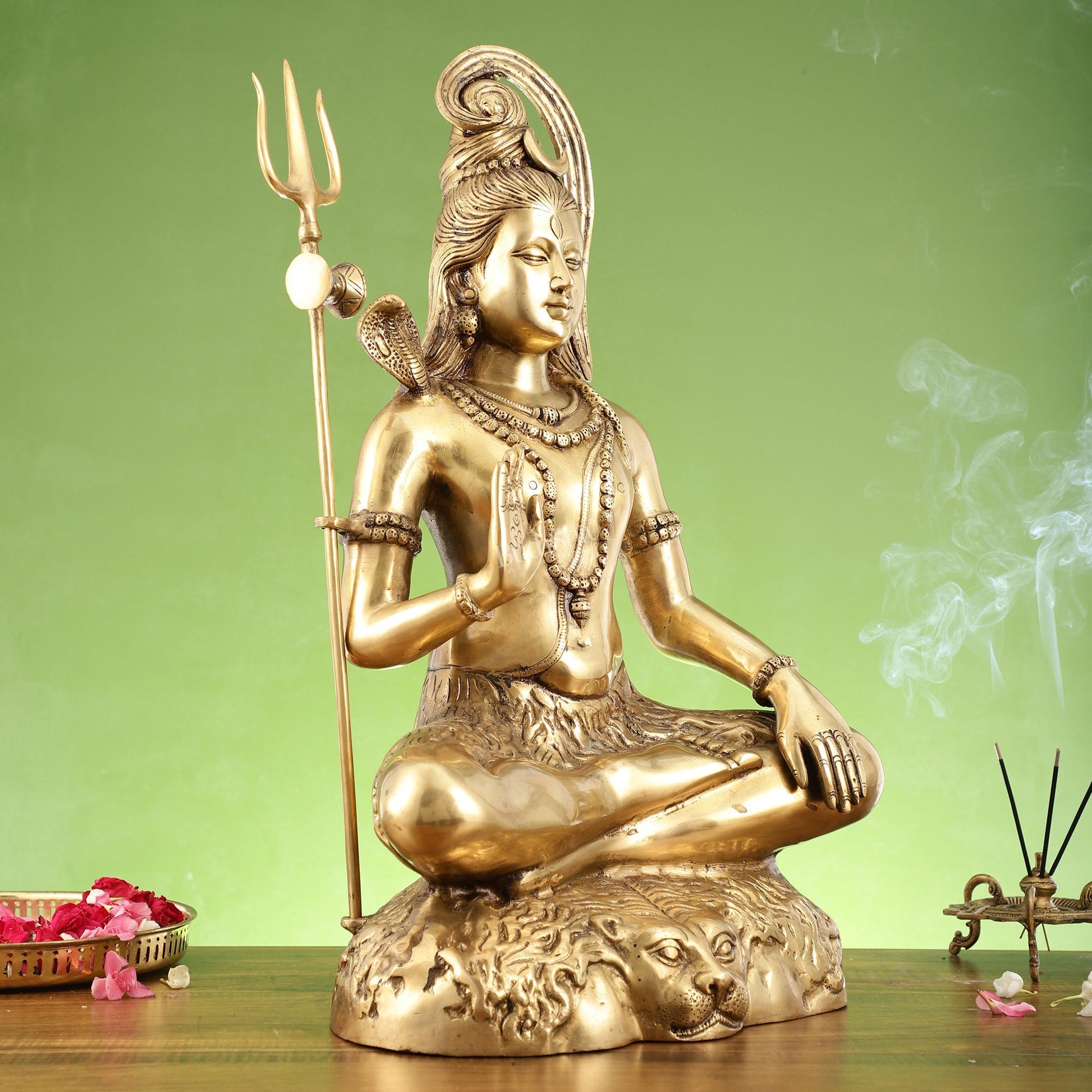 Pure Brass Lord Shiva Statue | Handcrafted | 22.5" Height