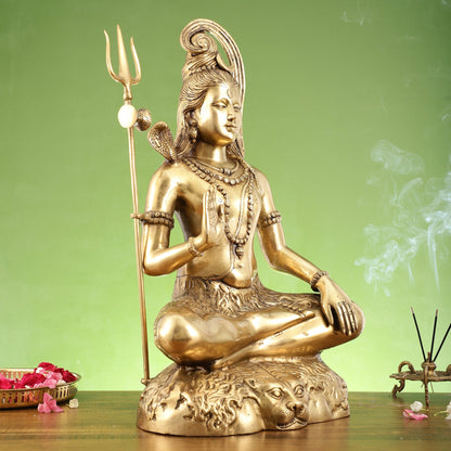 Pure Brass Lord Shiva Statue | Handcrafted | 22.5" Height