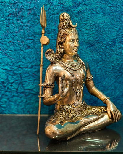 Pure Brass Lord Shiva Statue | Handcrafted in India | 20" Height