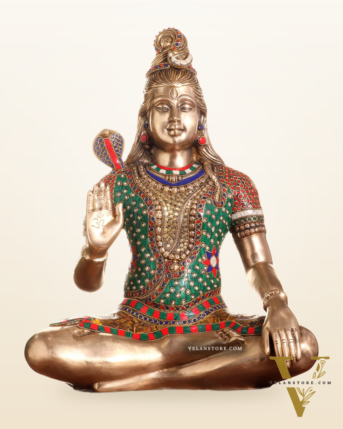 Pure Brass Lord Shiva Statue – Mahadev Idol in Blessing Posture 20"