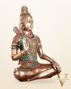 Pure Brass Lord Shiva Statue – Mahadev Idol in Blessing Posture 20"