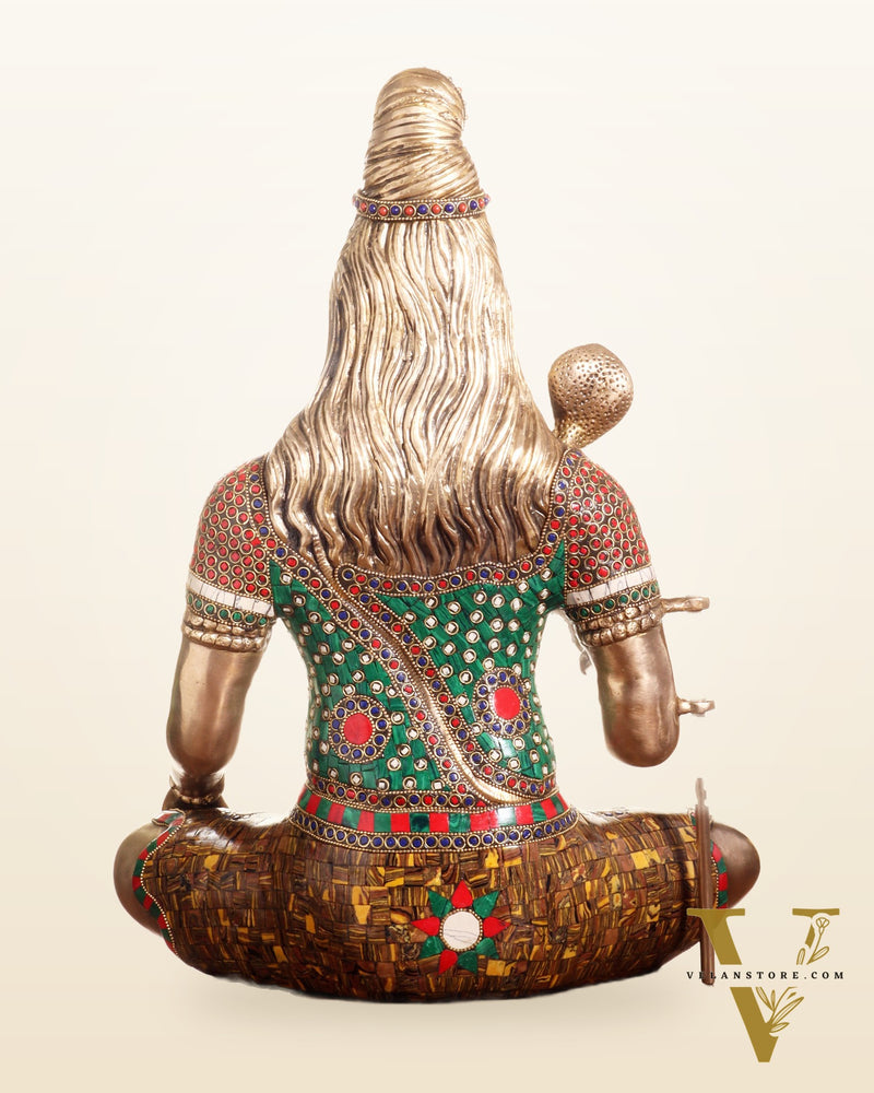 Pure Brass Lord Shiva Statue – Mahadev Idol in Blessing Posture 20"