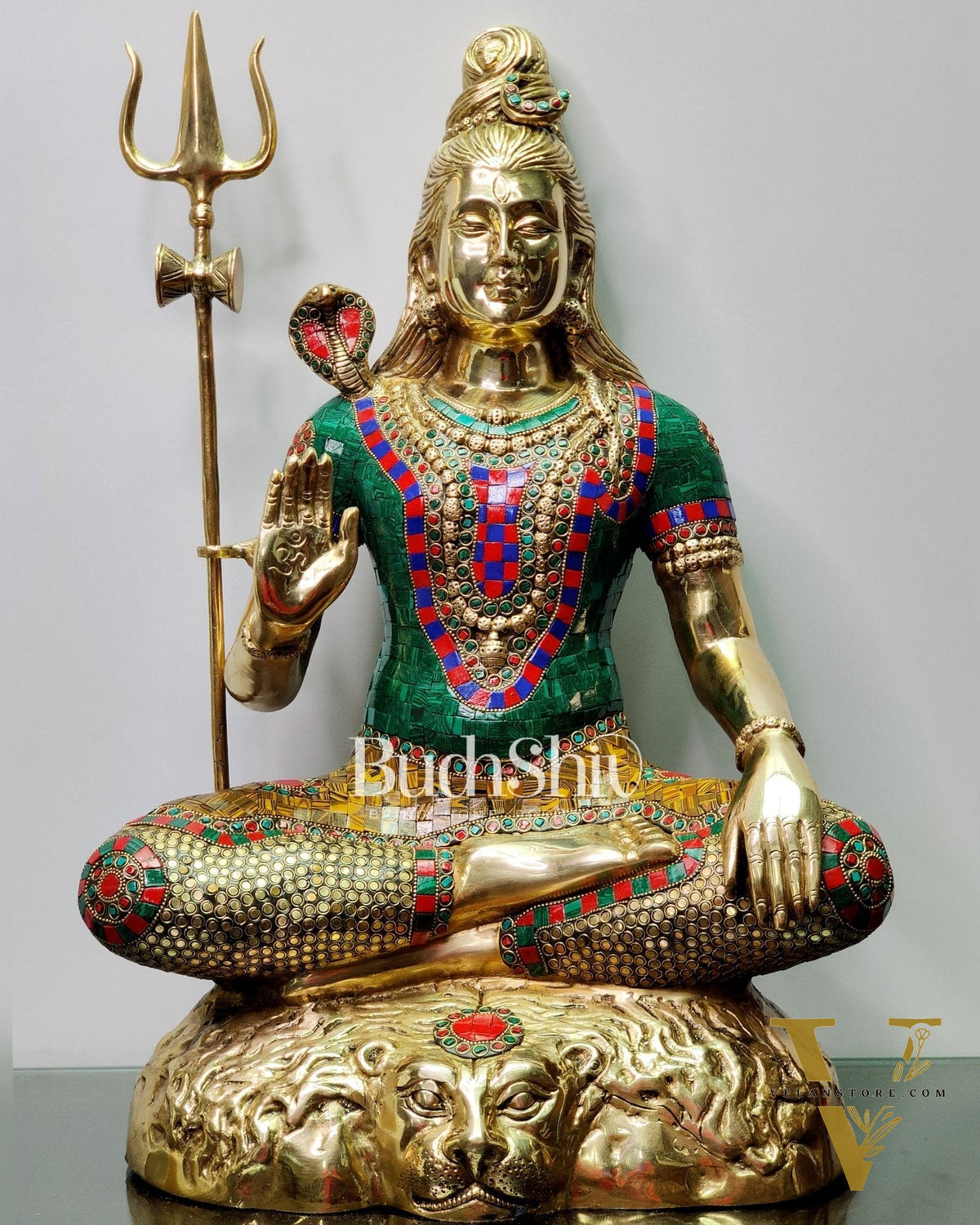 Pure Brass Lord Shiva Statue - meenakari | 22.5 Inch Height