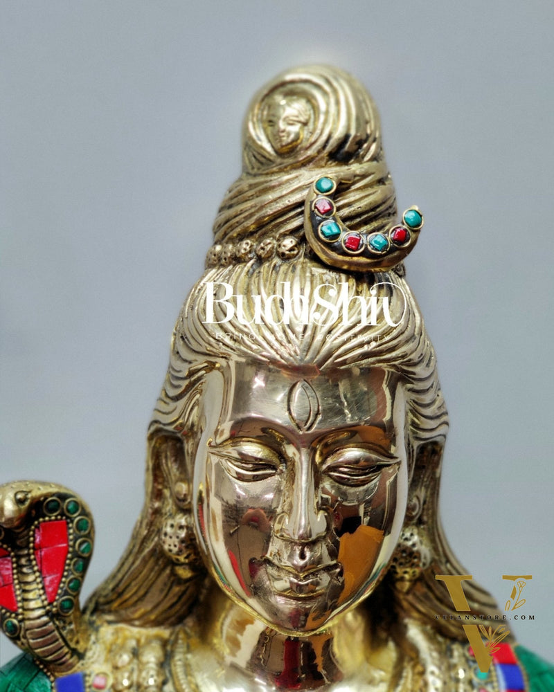 Pure Brass Lord Shiva Statue - meenakari | 22.5 Inch Height