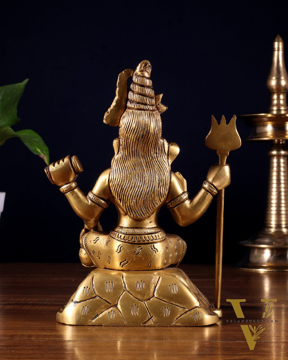 Pure Brass Lord Shiva Statue with Four Arms – Intricately Detailed 8 inch