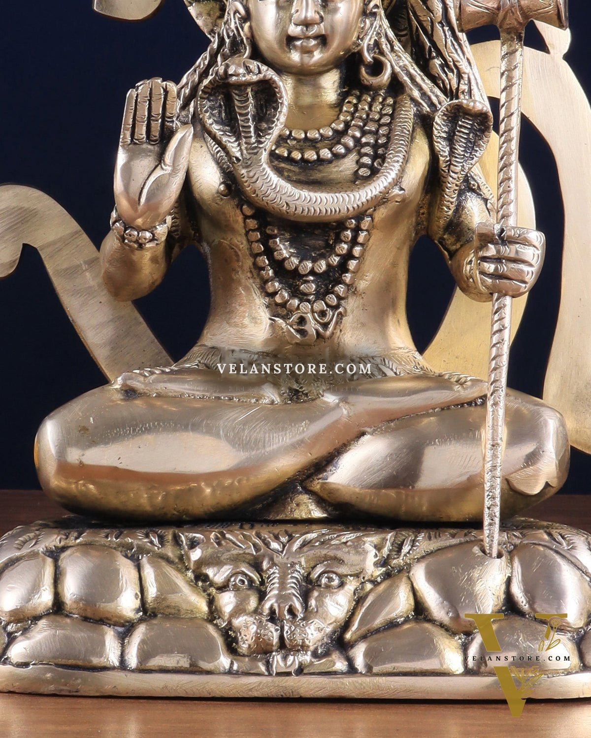 Pure Brass Lord Shiva Statue with Om Aura – 11.5" x 9.5" x 5.5"