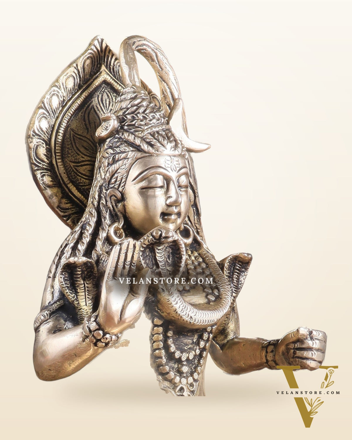 Pure Brass Lord Shiva Statue with Om Aura – 11.5" x 9.5" x 5.5"