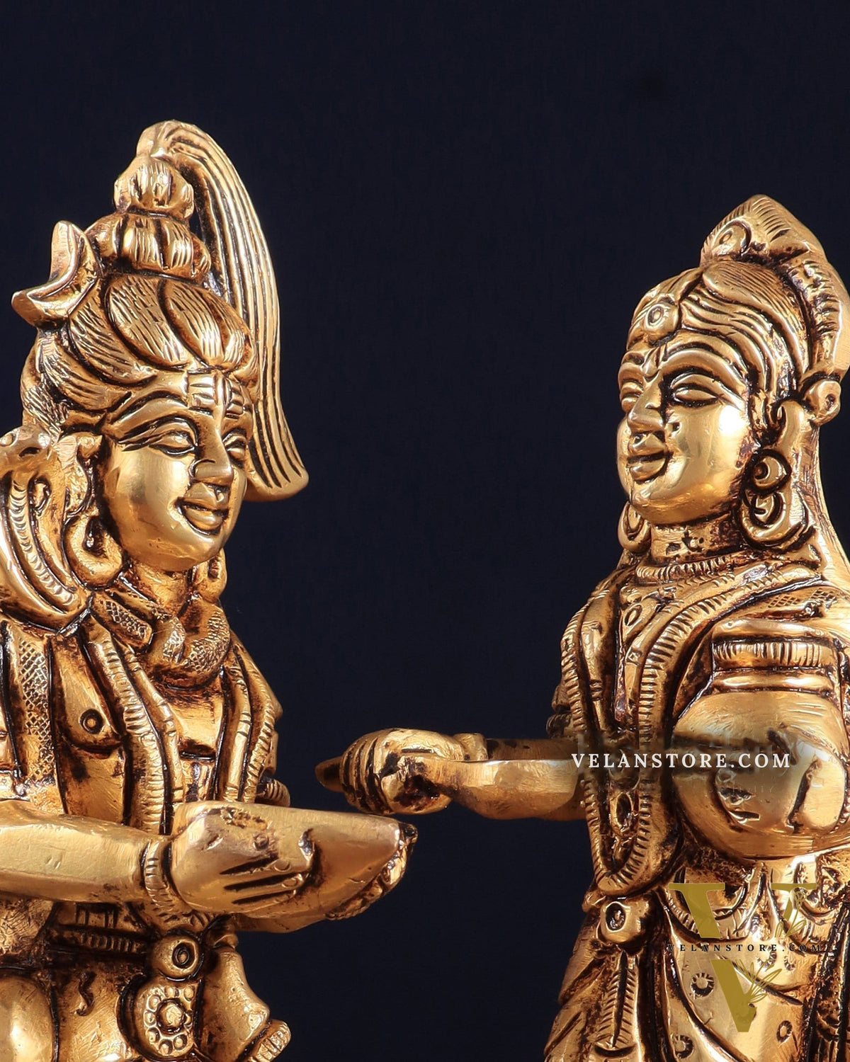 Pure Brass Lord Shiva with Annapurna Devi – 5.5" x 3.5" x 1.4" | Auspicious for Kitchen & Pooja Room