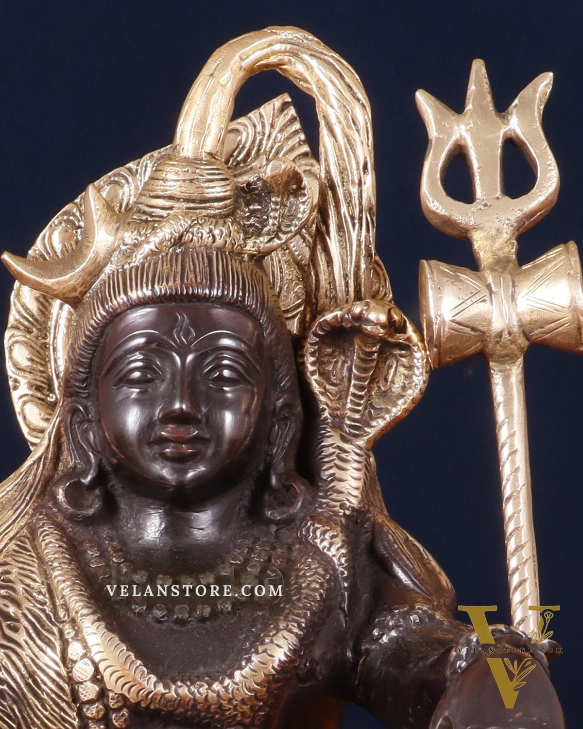 Pure Brass Lord Shiva with Nandi & Shiv Ling Statue – Black Finish, 10 Inch