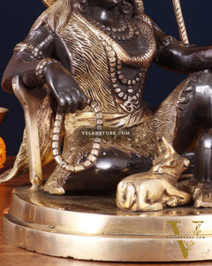Pure Brass Lord Shiva with Nandi & Shiv Ling Statue – Black Finish, 10 Inch