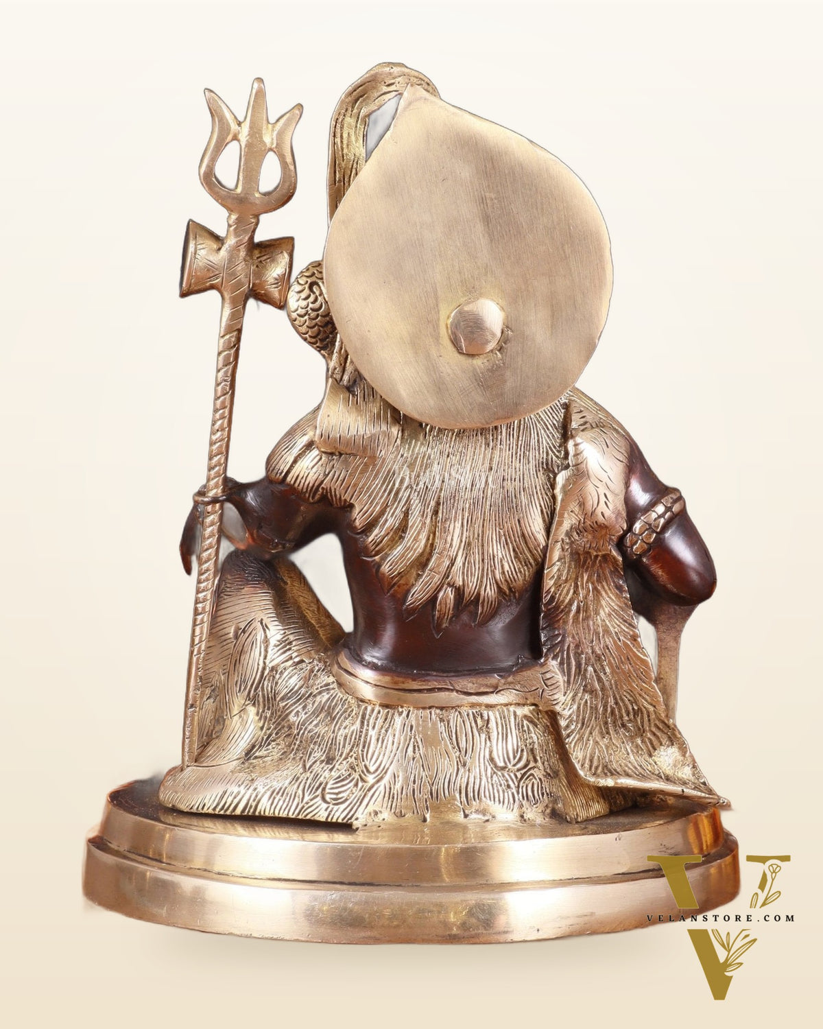 Pure Brass Lord Shiva with Nandi & Shiv Ling Statue – Black Finish, 10 Inch