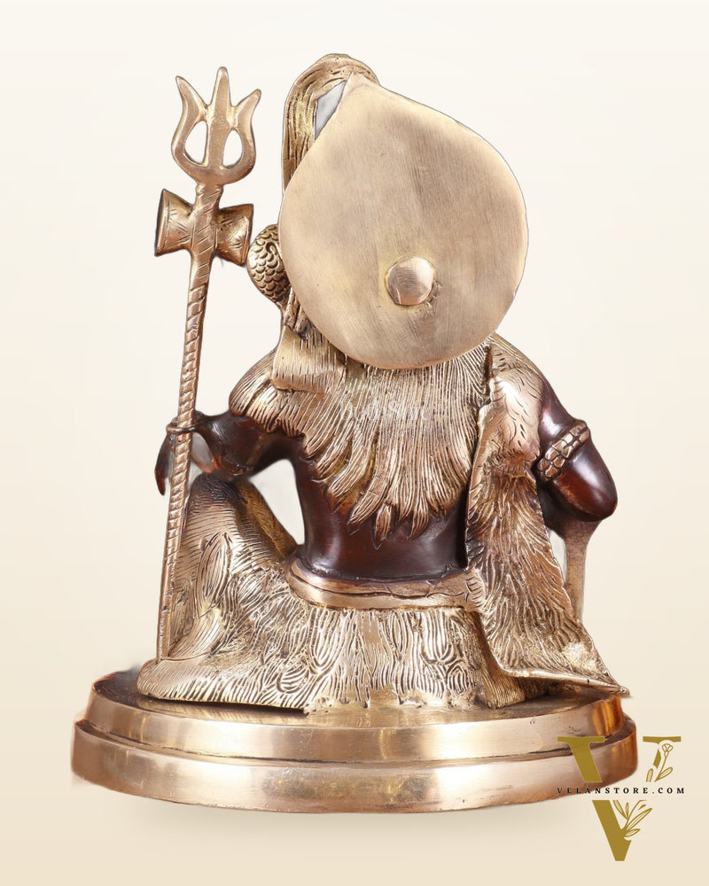 Pure Brass Lord Shiva with Nandi & Shiv Ling Statue – Black Finish, 10 Inch