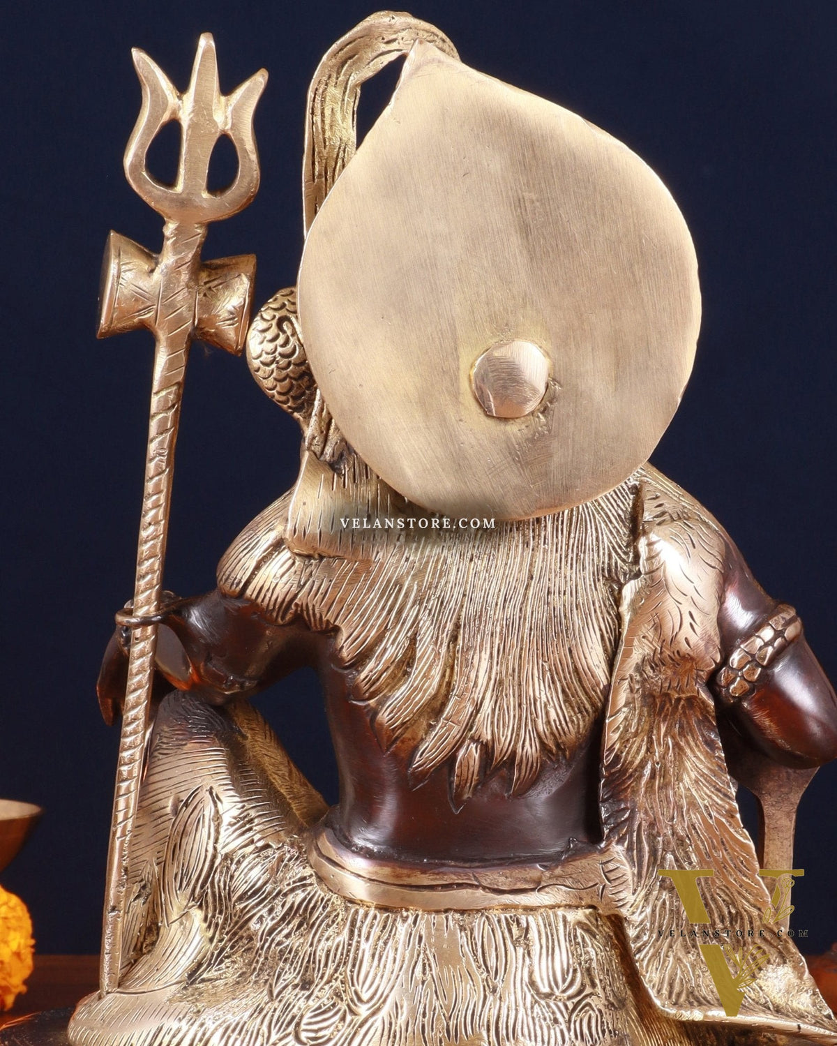 Pure Brass Lord Shiva with Nandi & Shiv Ling Statue – Black Finish, 10 Inch