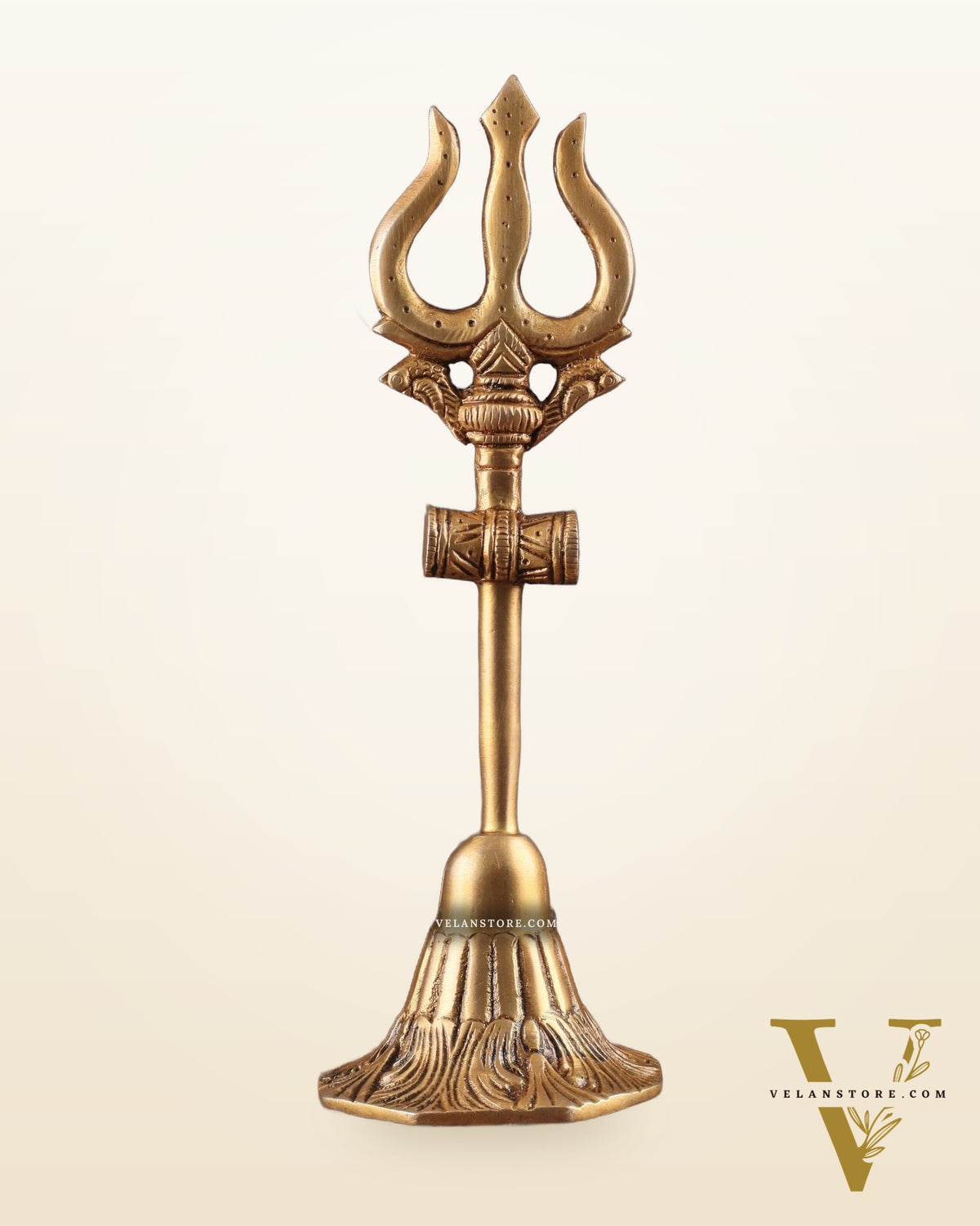 Pure Brass Lord Shiva's Trishul Statue – 11" Standing Table Decor