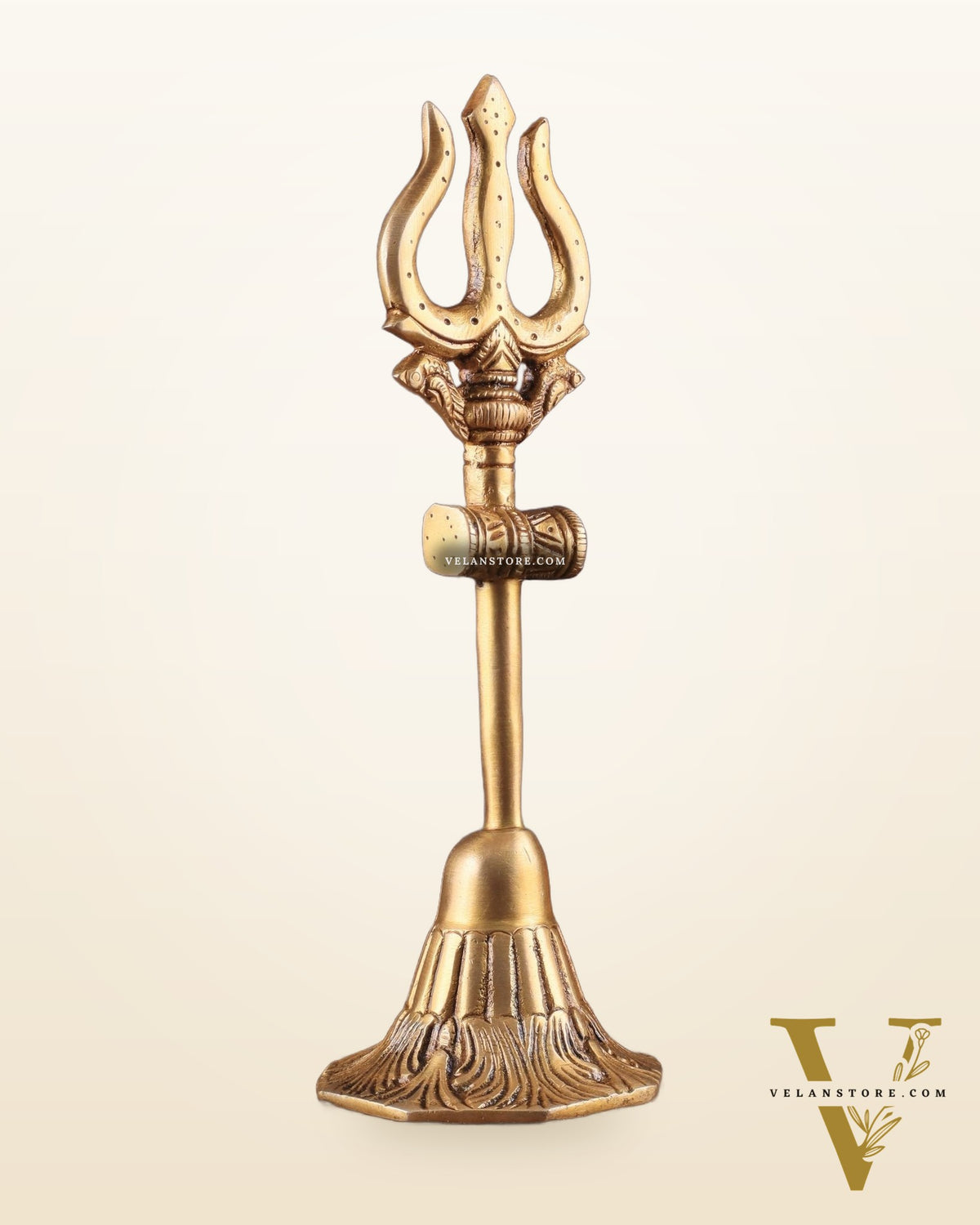 Pure Brass Lord Shiva's Trishul Statue – 11" Standing Table Decor