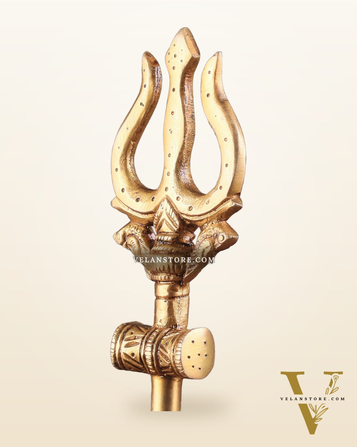 Pure Brass Lord Shiva's Trishul Statue – 11" Standing Table Decor