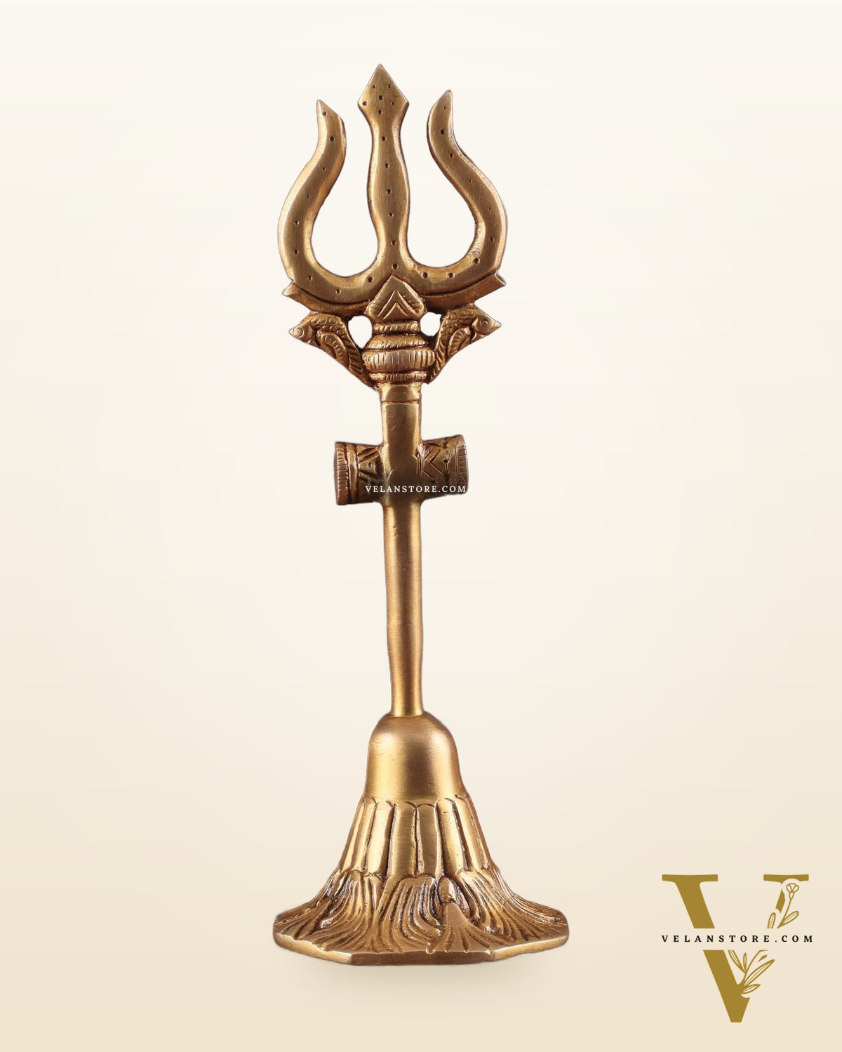 Pure Brass Lord Shiva's Trishul Statue – 11" Standing Table Decor
