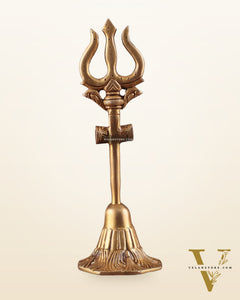 Pure Brass Lord Shiva's Trishul Statue – 11" Standing Table Decor