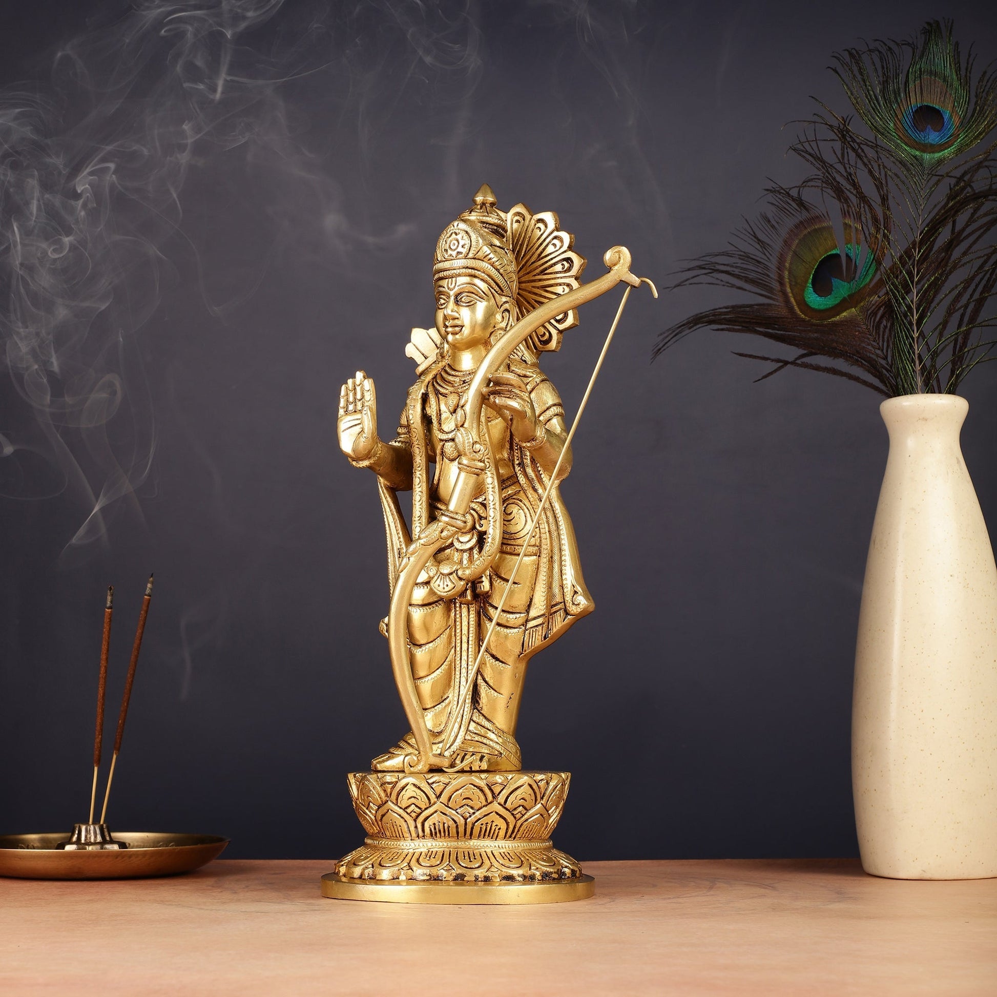 Pure Brass Lord Shri Ram Statue | Aashirwad Mudra | 12"