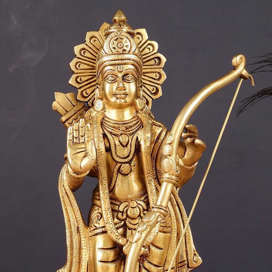 Pure Brass Lord Shri Ram Statue | Aashirwad Mudra | 12"
