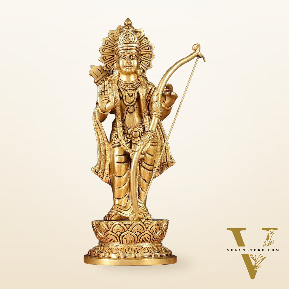 Pure Brass Lord Shri Ram Statue | Aashirwad Mudra | 12"