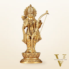 Pure Brass Lord Shri Ram Statue | Aashirwad Mudra | 12"