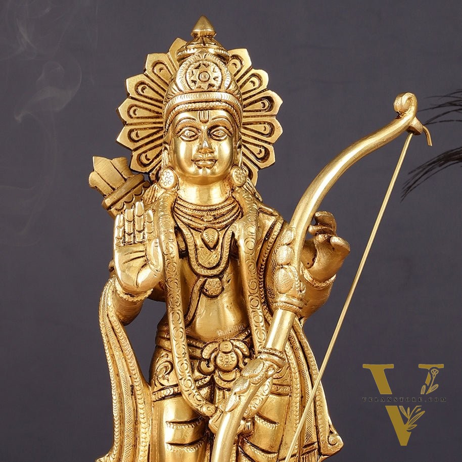 Pure Brass Lord Shri Ram Statue | Aashirwad Mudra | 12"