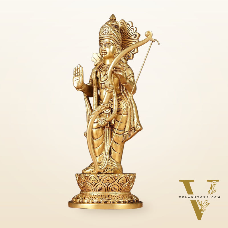 Pure Brass Lord Shri Ram Statue | Aashirwad Mudra | 12"