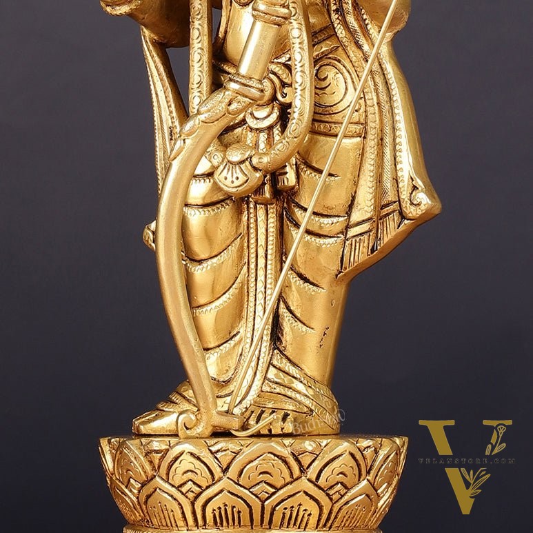 Pure Brass Lord Shri Ram Statue | Aashirwad Mudra | 12"