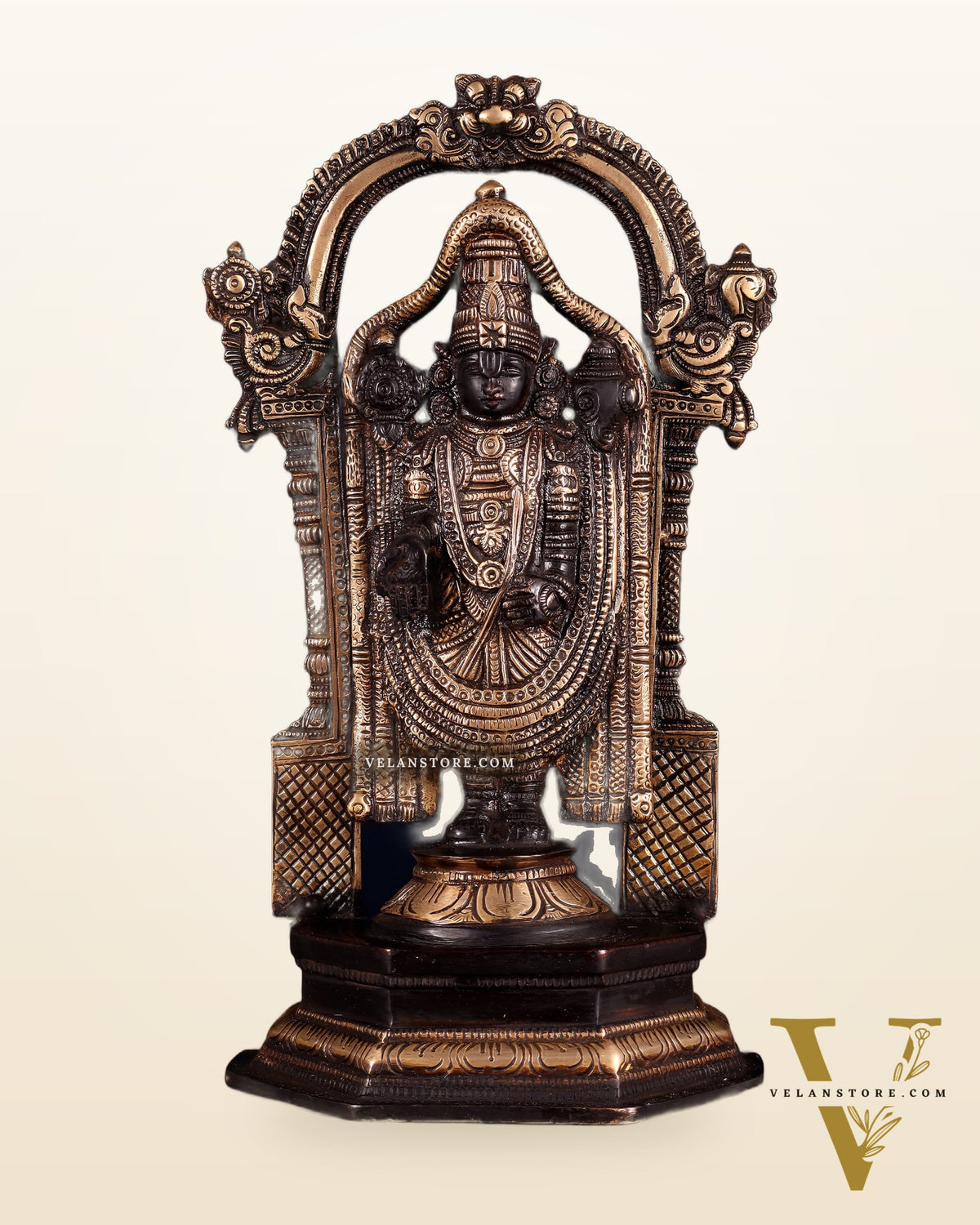 Pure Brass Lord Tirupati Balaji black Statue | Height: 12 inch