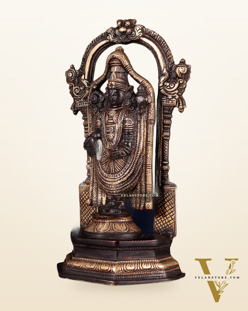 Pure Brass Lord Tirupati Balaji black Statue | Height: 12 inch