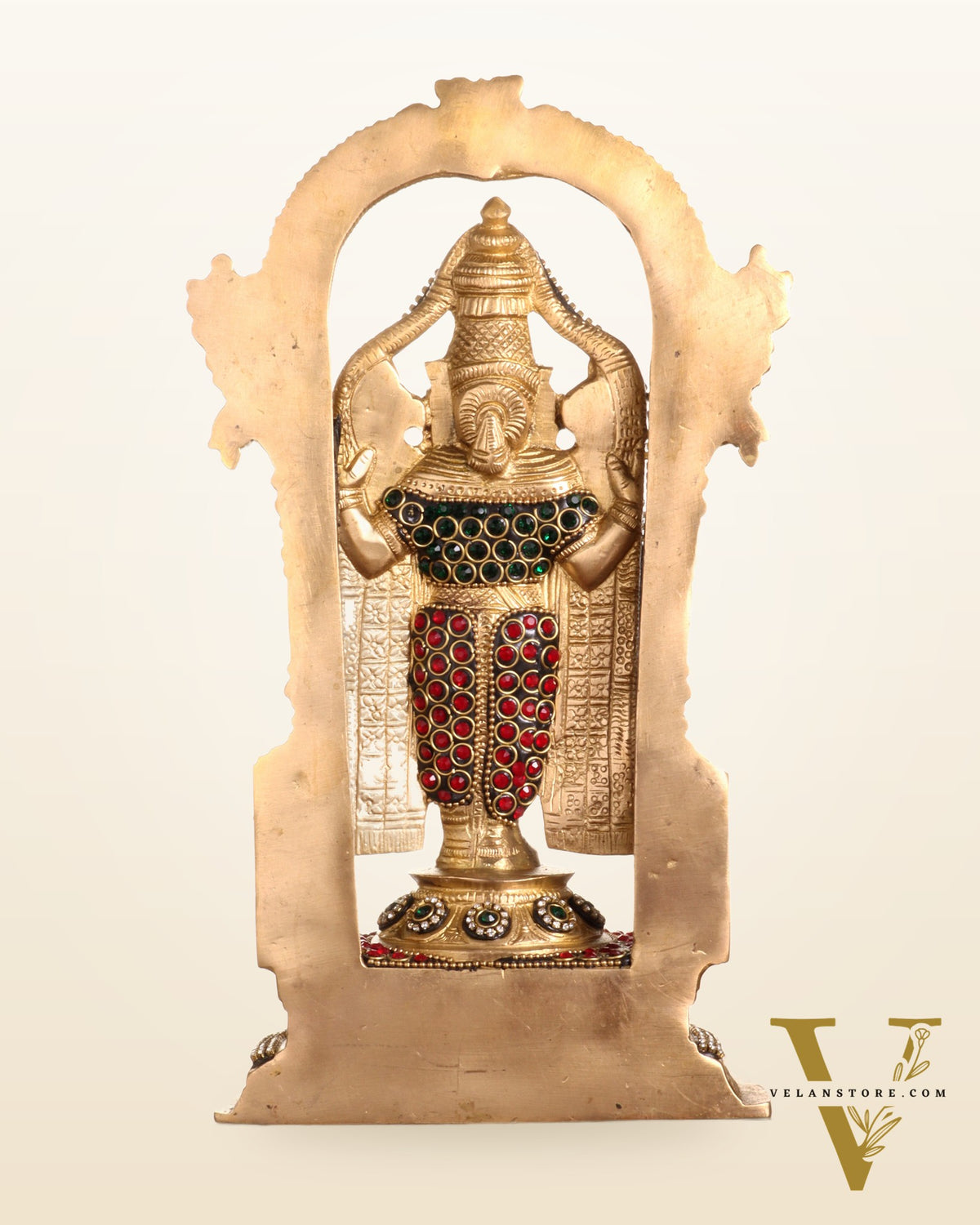 Pure Brass Lord Tirupati Balaji Statue | Height: 12 inch jewellers stonework