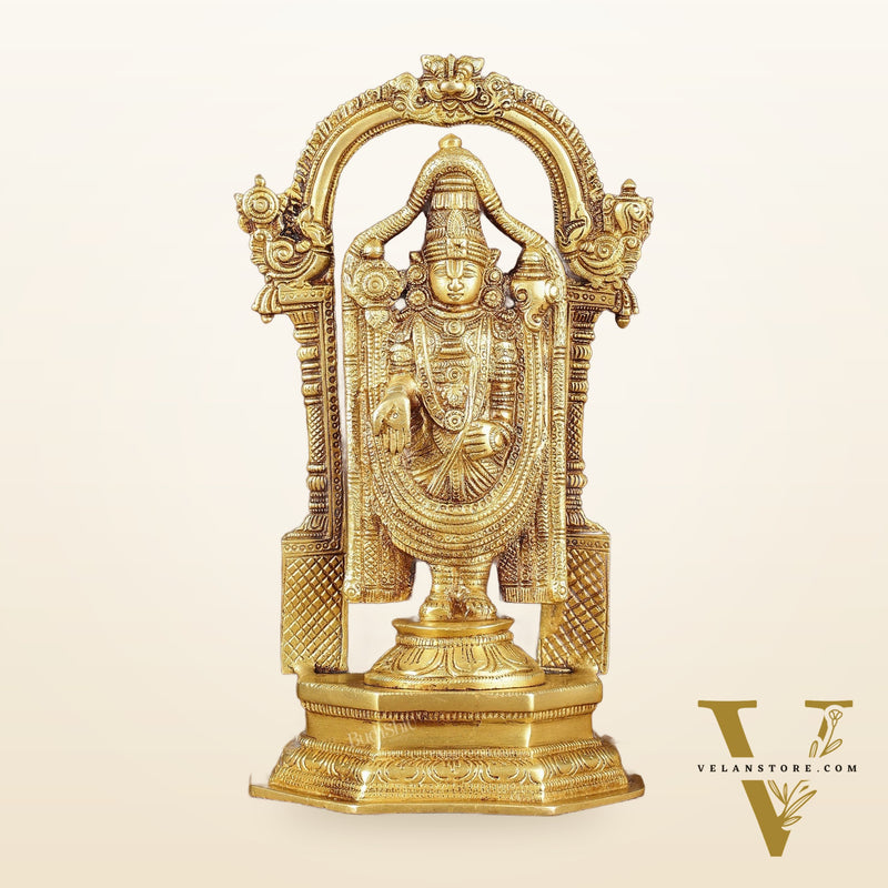 Pure Brass Lord Tirupati Balaji Statue | Height: 12 inch