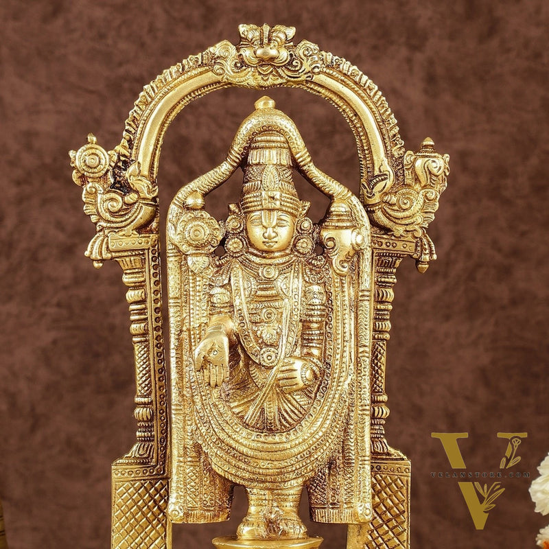 Pure Brass Lord Tirupati Balaji Statue | Height: 12 inch