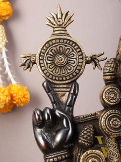 Pure Brass Lord Tirupati Balaji Statue with Goddess Padmavathi Engraved - 34.5 Inch