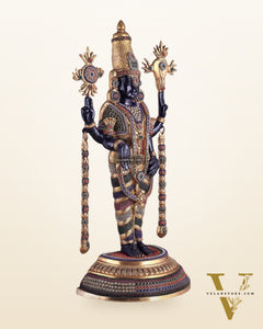 Pure Brass Lord Tirupati Balaji Venkateshwara Swamy idol | 24 inch black and gold