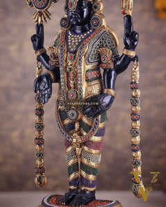 Pure Brass Lord Tirupati Balaji Venkateshwara Swamy idol | 24 inch black and gold