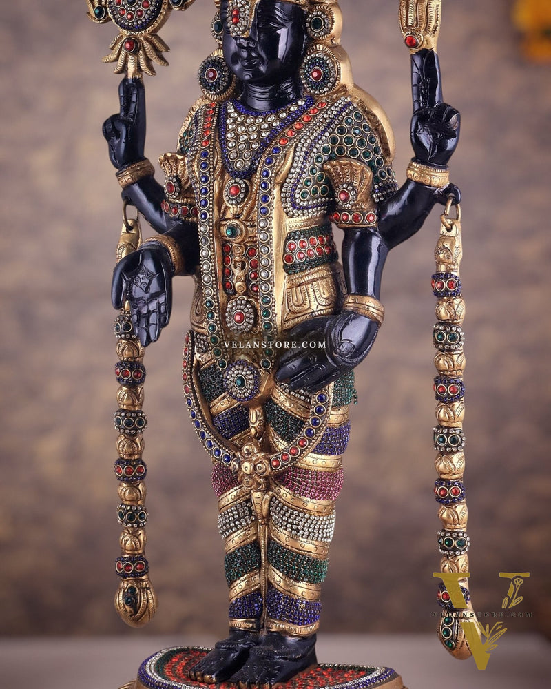 Pure Brass Lord Tirupati Balaji Venkateshwara Swamy idol | 24 inch black and gold