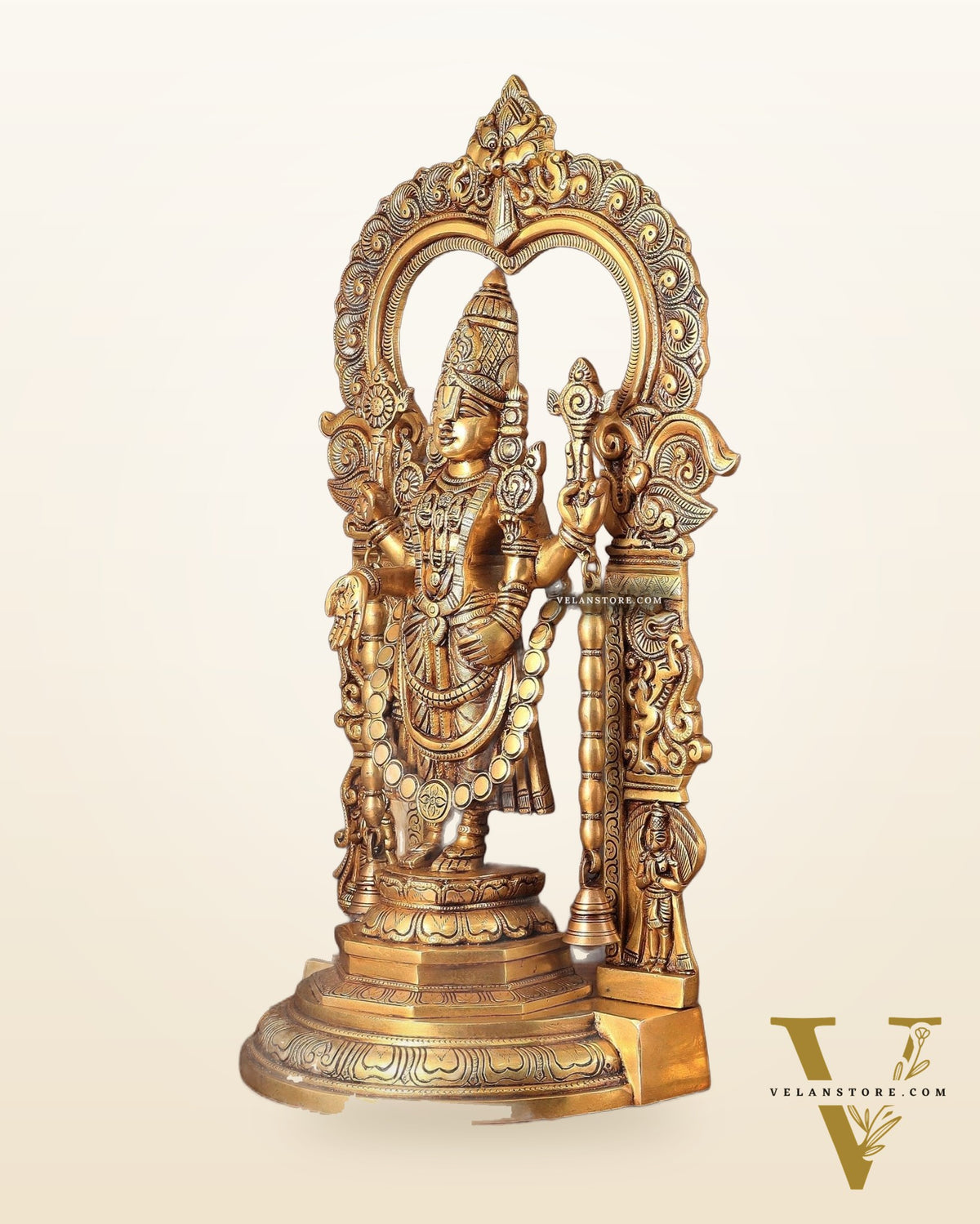 Pure Brass Lord Tirupati Balaji Venkateshwara Swamy with Goddess Padmavathi Thayar Idol Set - 22"