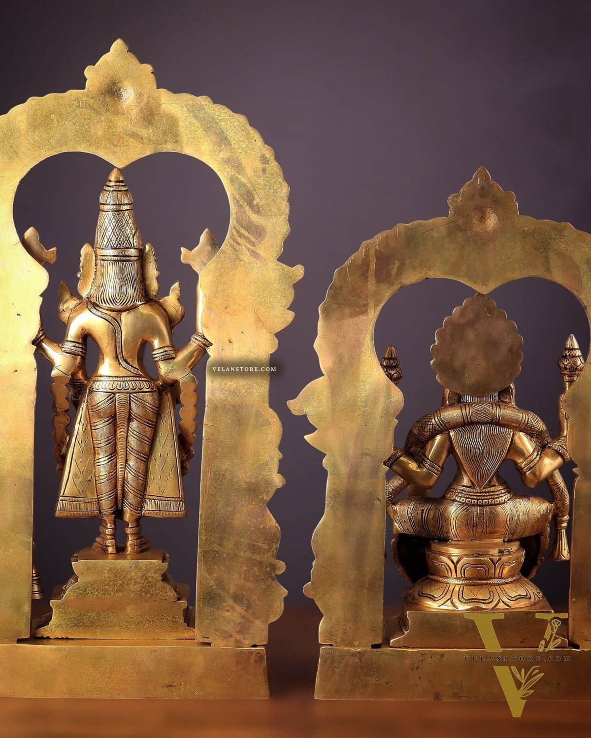 Pure Brass Lord Tirupati Balaji Venkateshwara Swamy with Goddess Padmavathi Thayar Idol Set - 22"