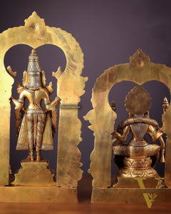 Pure Brass Lord Tirupati Balaji Venkateshwara Swamy with Goddess Padmavathi Thayar Idol Set - 22"