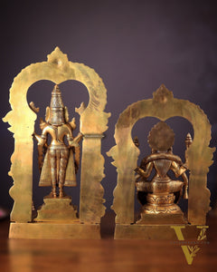 Pure Brass Lord Tirupati Balaji Venkateshwara Swamy with Goddess Padmavathi Thayar Idol Set - 22"
