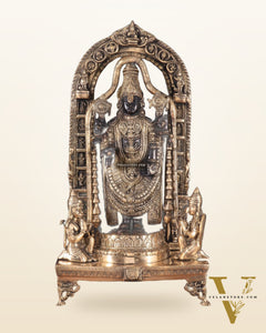 Pure Brass Lord Tirupati Balaji with Hanuman & Garuda – Black & Gold Finish, 24 Inch