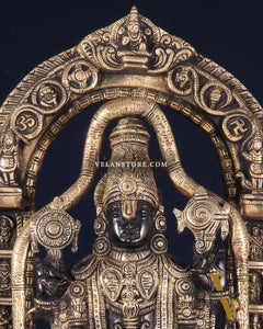 Pure Brass Lord Tirupati Balaji with Hanuman & Garuda – Black & Gold Finish, 24 Inch