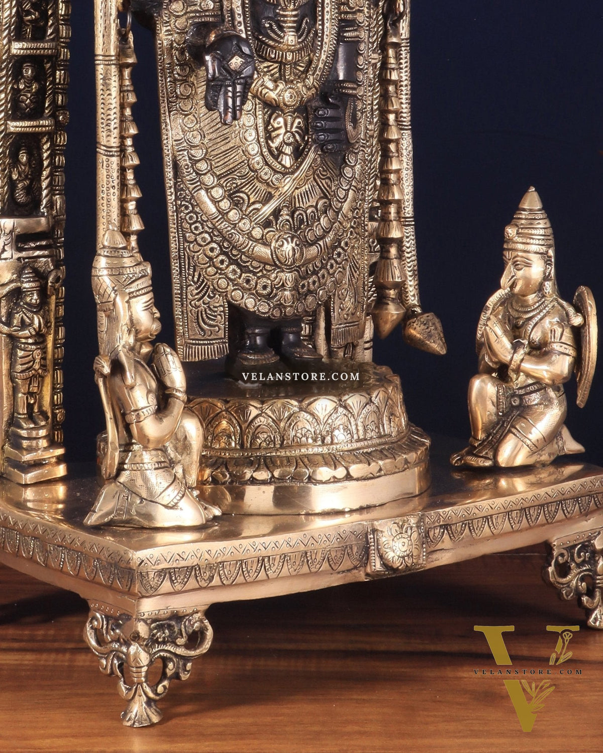 Pure Brass Lord Tirupati Balaji with Hanuman & Garuda – Black & Gold Finish, 24 Inch