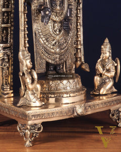 Pure Brass Lord Tirupati Balaji with Hanuman & Garuda – Black & Gold Finish, 24 Inch