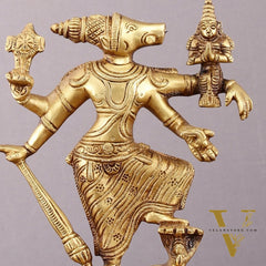 Pure Brass Lord Varaha with Goddess Lakshmi & Bhumi Devi – 8.5 inch